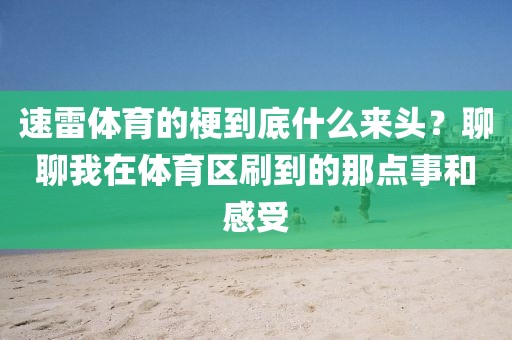 速雷体育的梗到底什么来头？聊聊我在体育区刷到的那点事和感受
