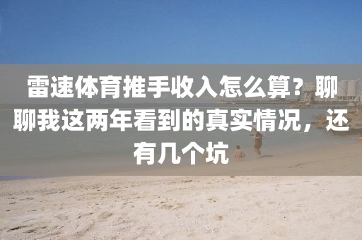 雷速体育推手收入怎么算？聊聊我这两年看到的真实情况，还有几个坑