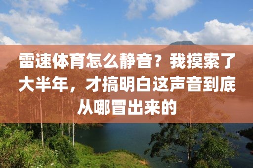 雷速体育怎么静音？我摸索了大半年，才搞明白这声音到底从哪冒出来的