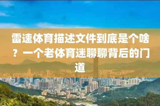 雷速体育描述文件到底是个啥？一个老体育迷聊聊背后的门道
